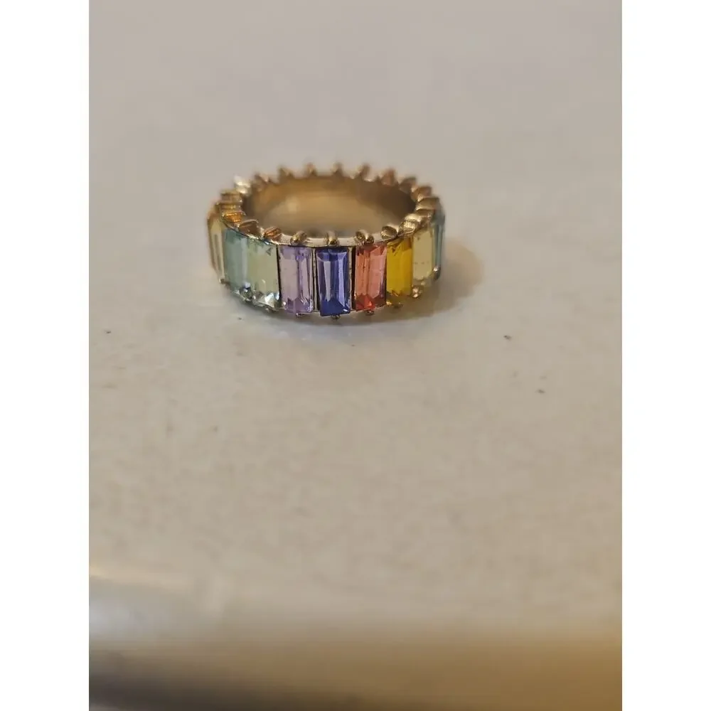 Sugarfix Multicolor Crystal Baguette Ring - Size 8